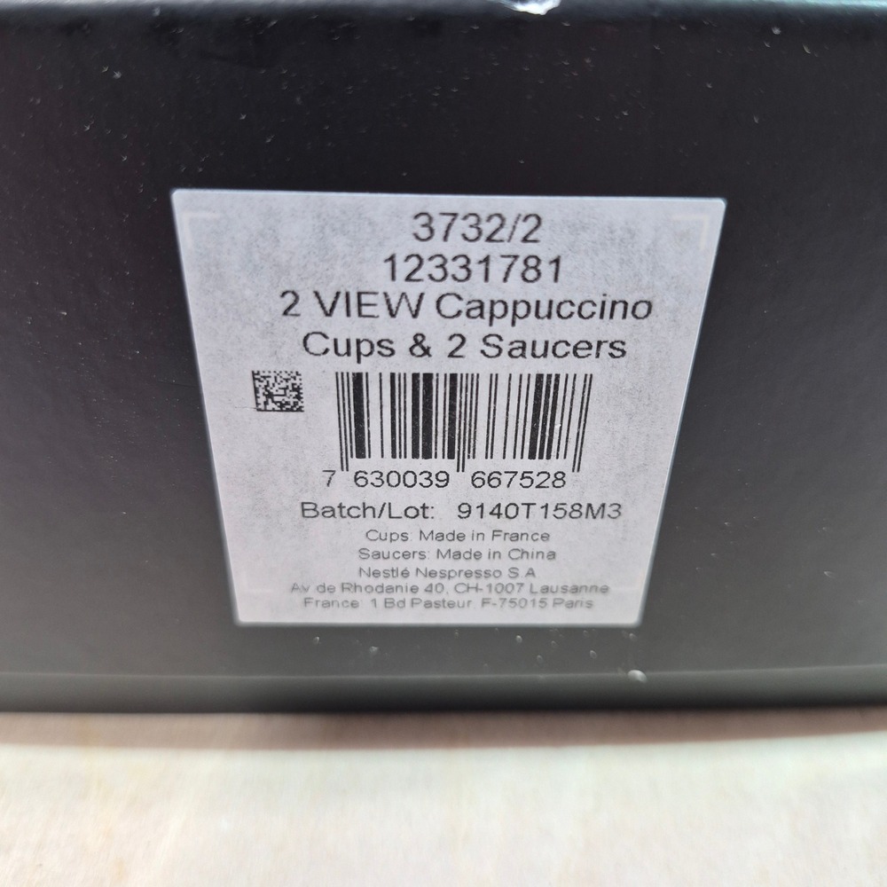 Nespresso View Collection Cappuccino Set 2 Glass Cups 2 Stainless Steel Saucers - Picture 8 of 8